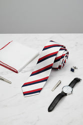 White Striped Silk Tie